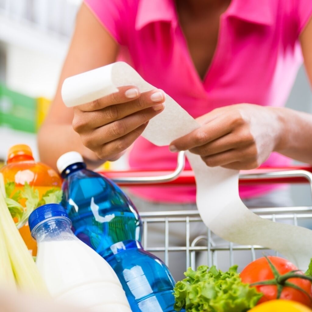 Checking a grocery receipt