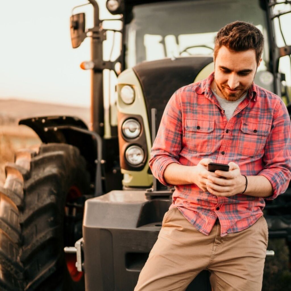 Farmer with smartphone