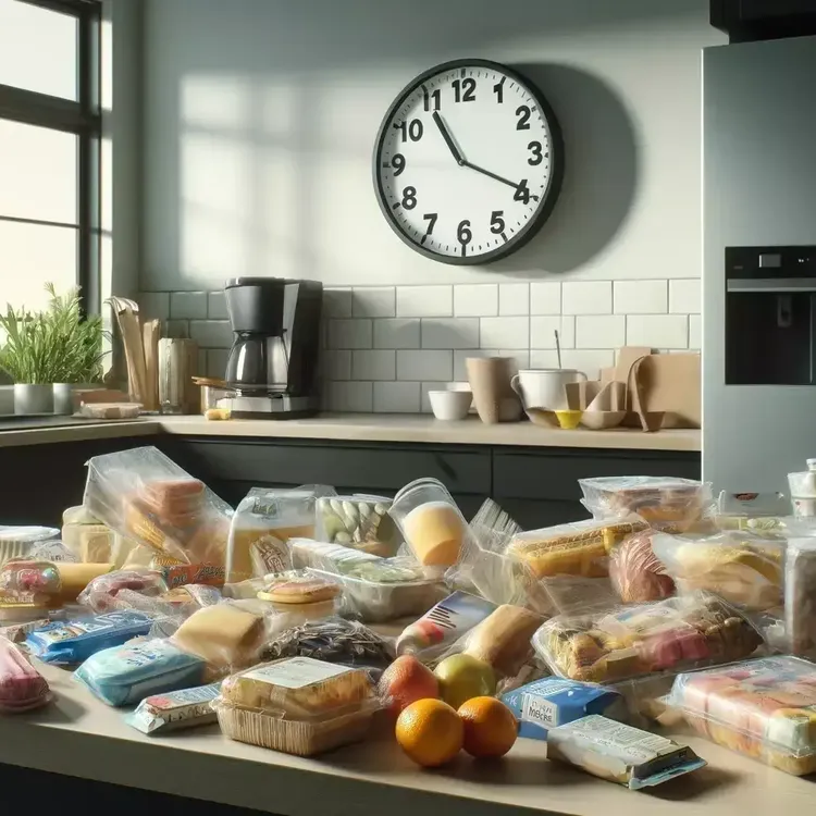 AI image of groceries in plastic