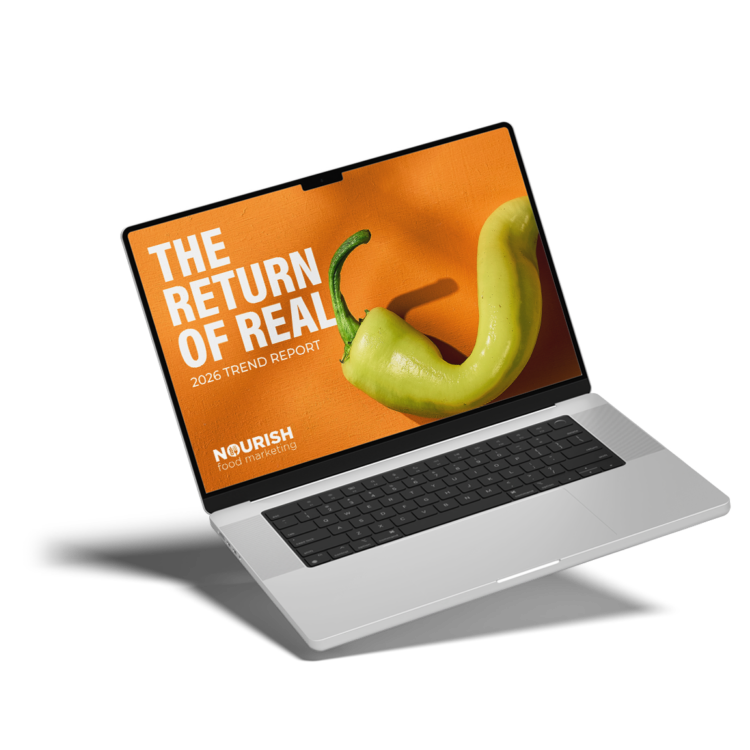 Nourish Food Marketing 2026 Trend Report Mock Up Cover EN