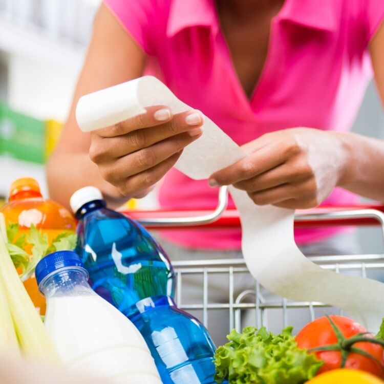 Checking a grocery receipt