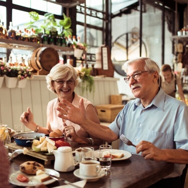 Seniors at a restaurant