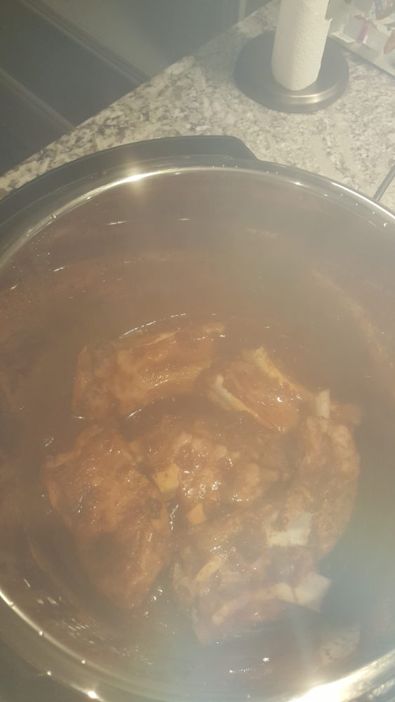 Cooked lamb in an Instant Pot
