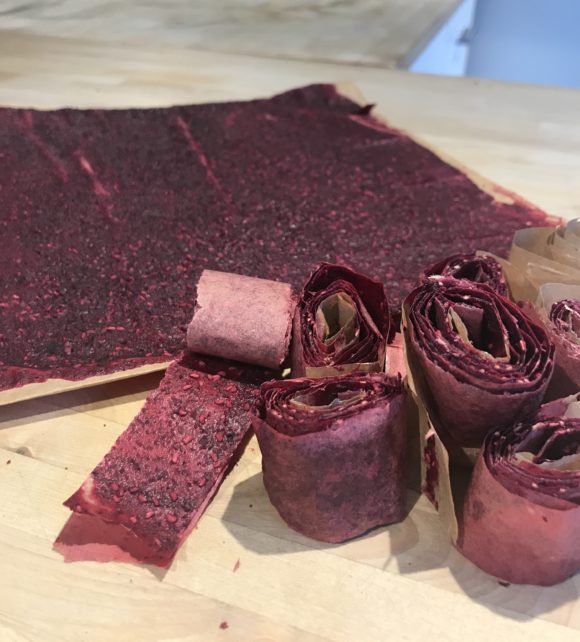 Homemade raspberry fruit leather